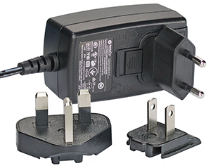 Steckernetzteil 24 V DC, 750 mA, mit US-, UK- und Eurostecker