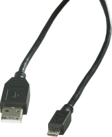 USB 2.0 Kabel, A an Micro B, schwarz, 1,8m